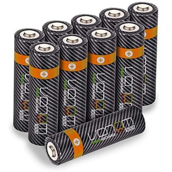 Venom Power Rechargeable Battery Charging Dock plus 10 x AA Batteries - 1000mAh 1.2V NiMH
